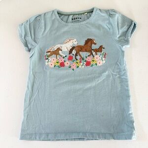 MINI Boden Blue Horse Embroidered Print T-Shirt - 6/7 years